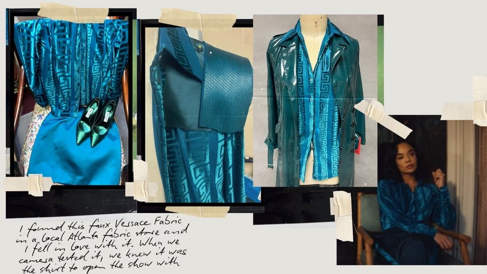 Mirren Gordon-Crozier found the fabric for Anna's teal faux Versace shirt in a local Atlanta store.