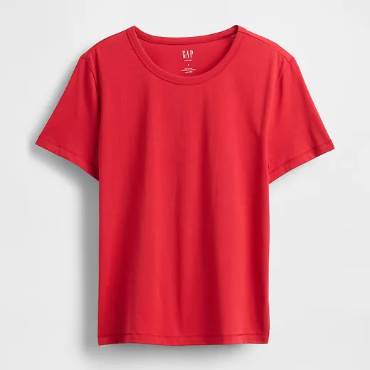 A red t-shirt from Gap against a white background 