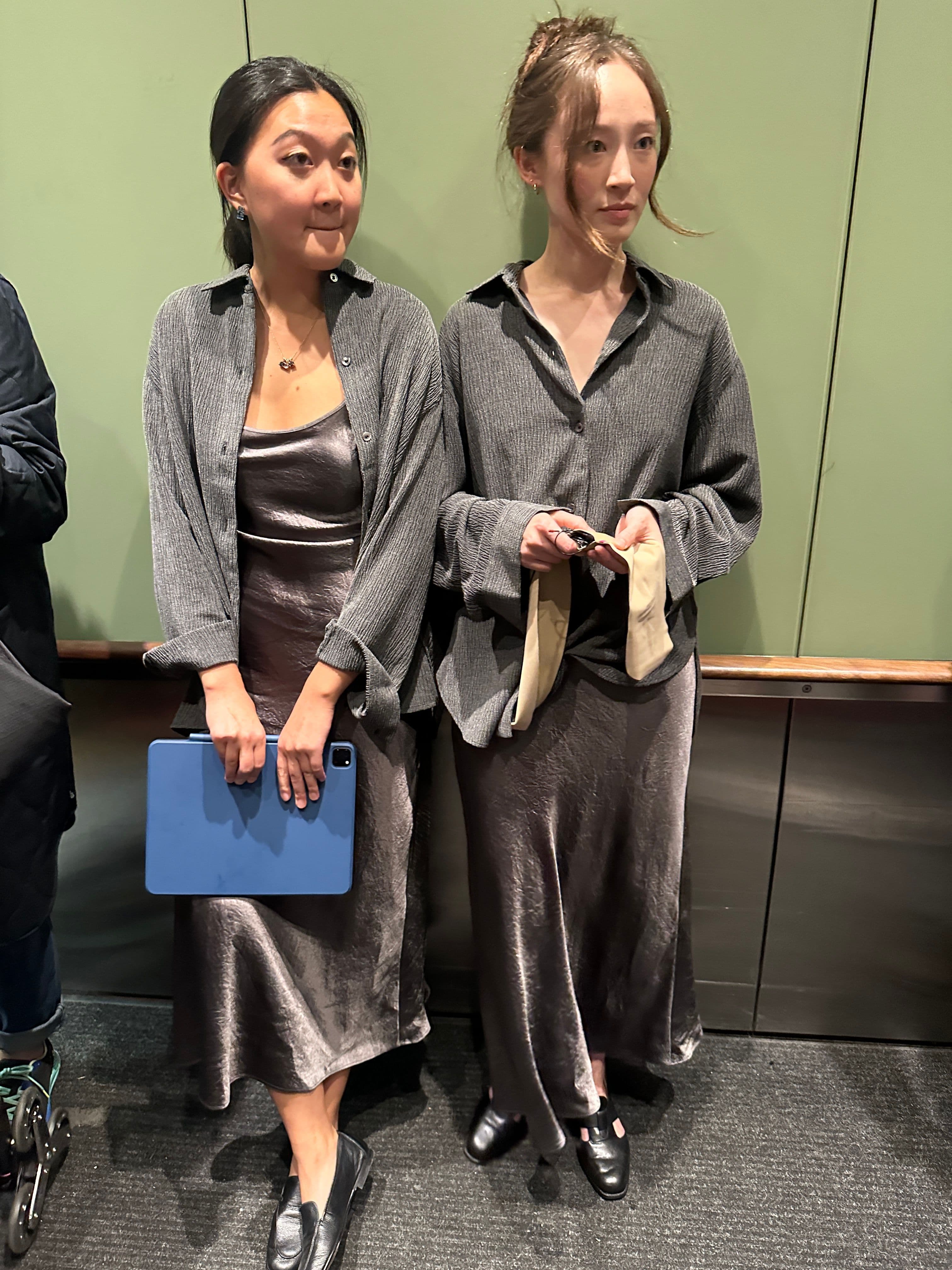Havana Liu Rose and her piano double LaLa behind the scenes of "Tuner."