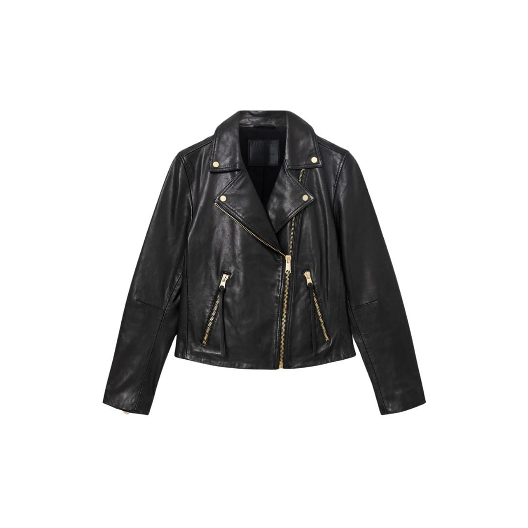 AllSaints Dalby Slim Fit Leather Biker Jacket