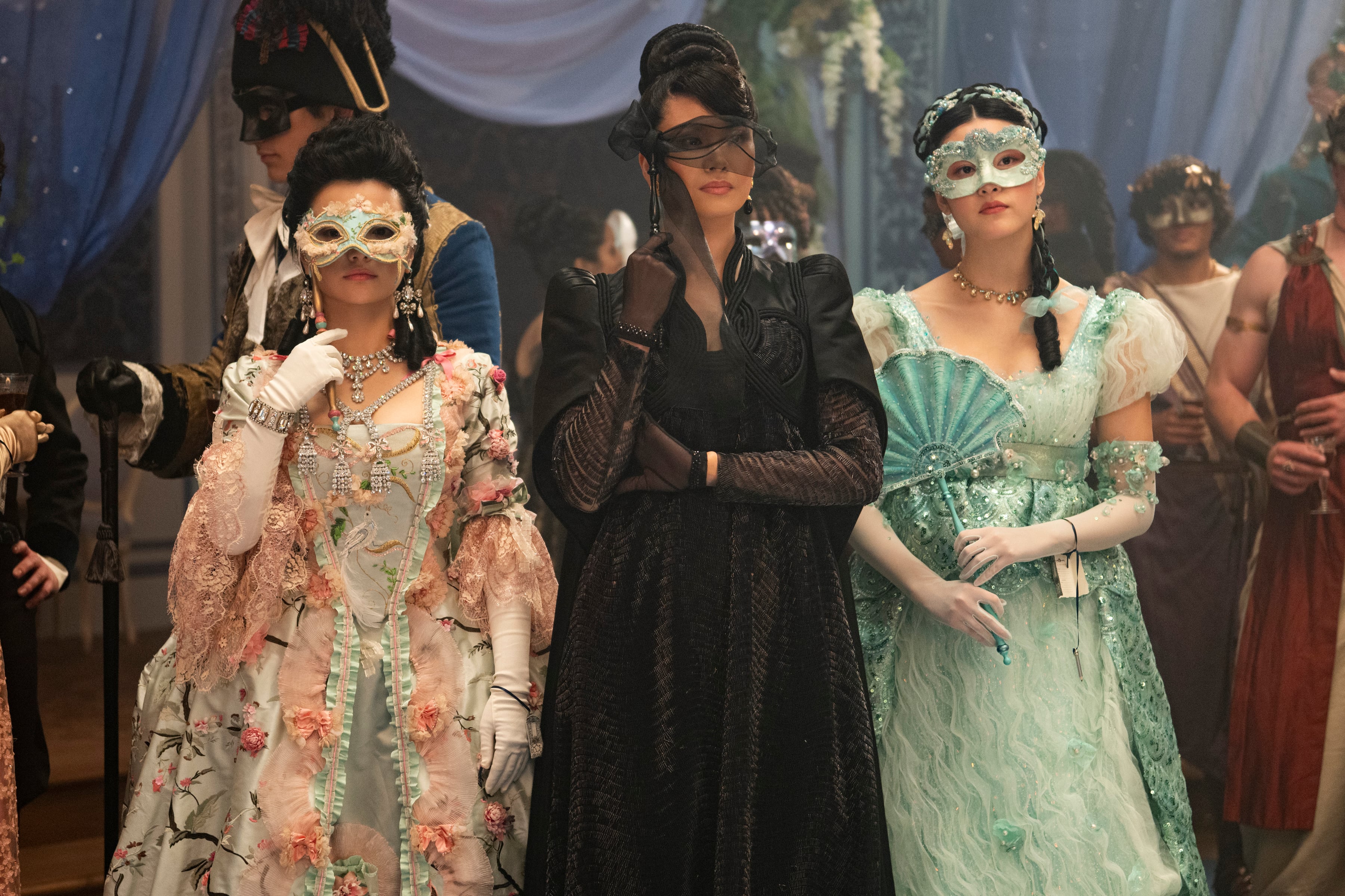 Michelle Mao, Katie Leung, and Isabella Wei in "Bridgerton."