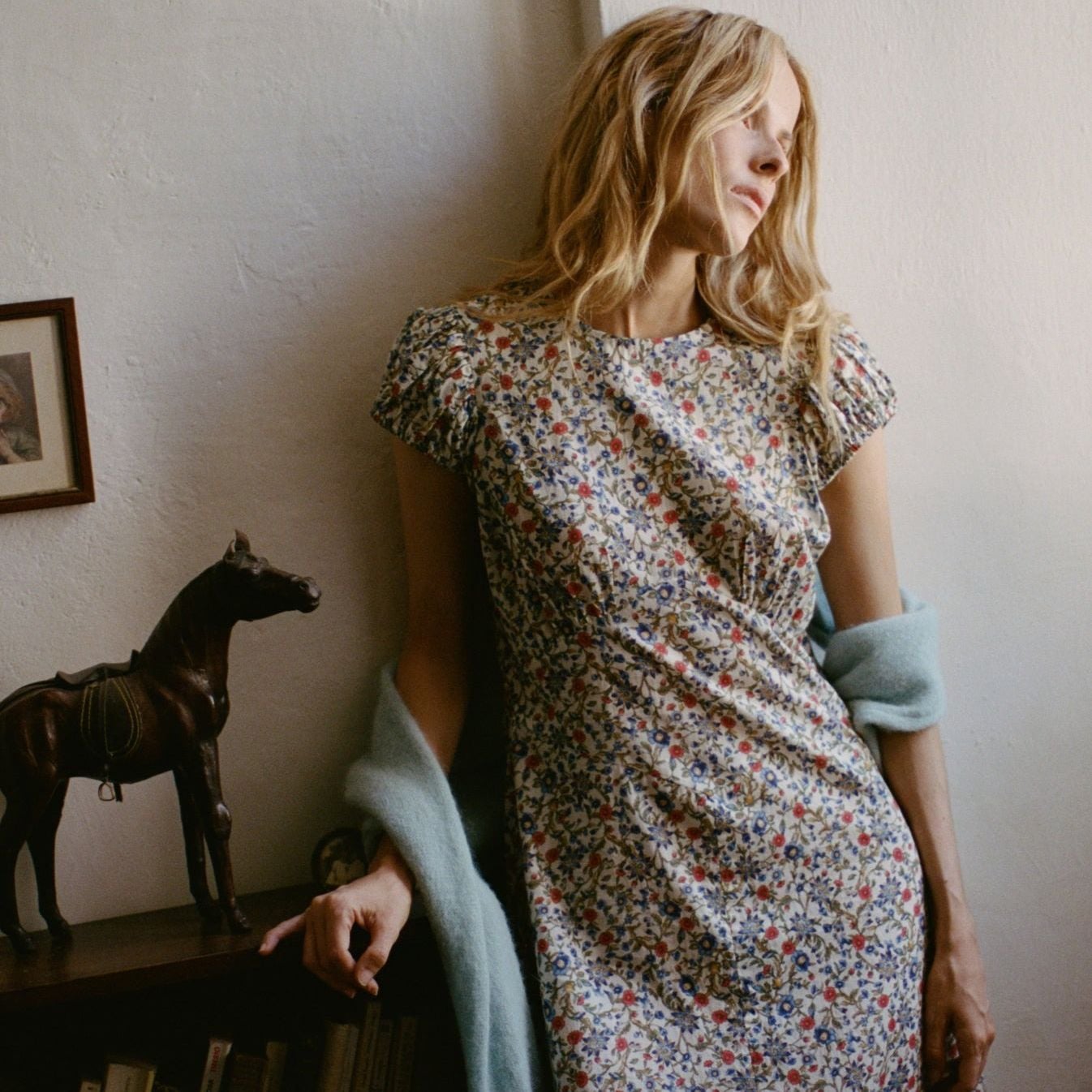 Dôen Rhodia Dress in a vintage inspired cream floral, Prairie de Montagne.