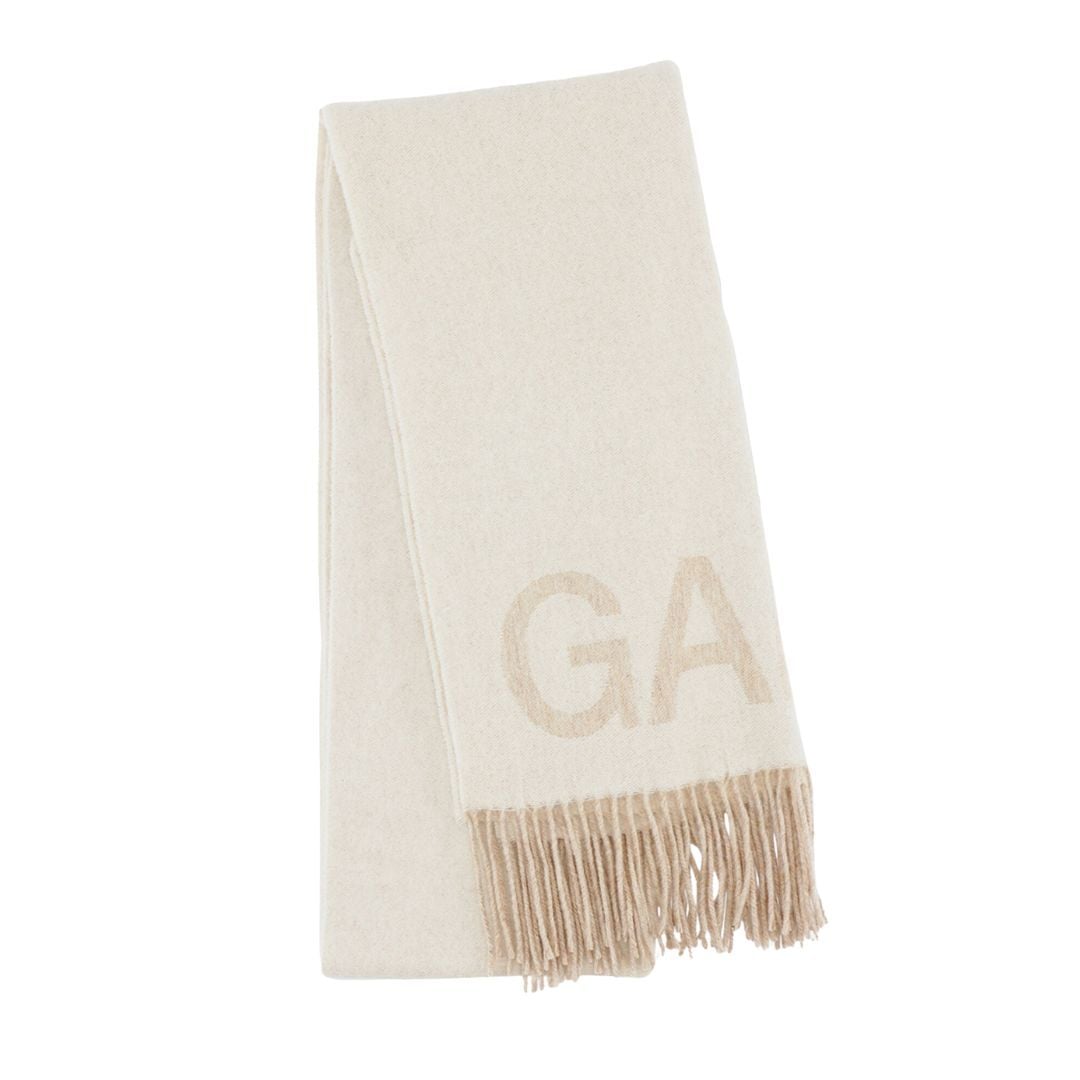 Ganni Ivory Fringed Scarf