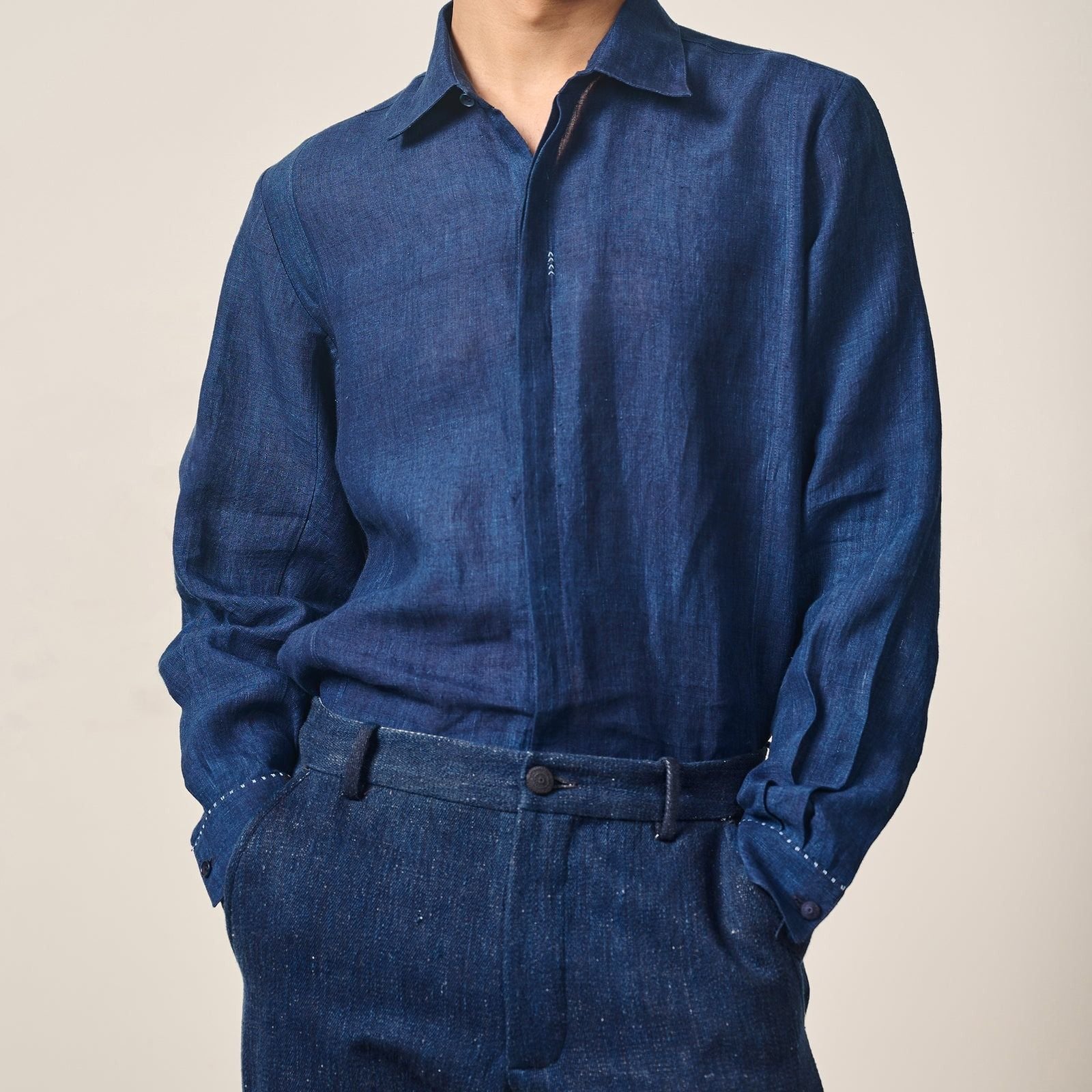 11.11 Linen Shirt in Natural Indigo