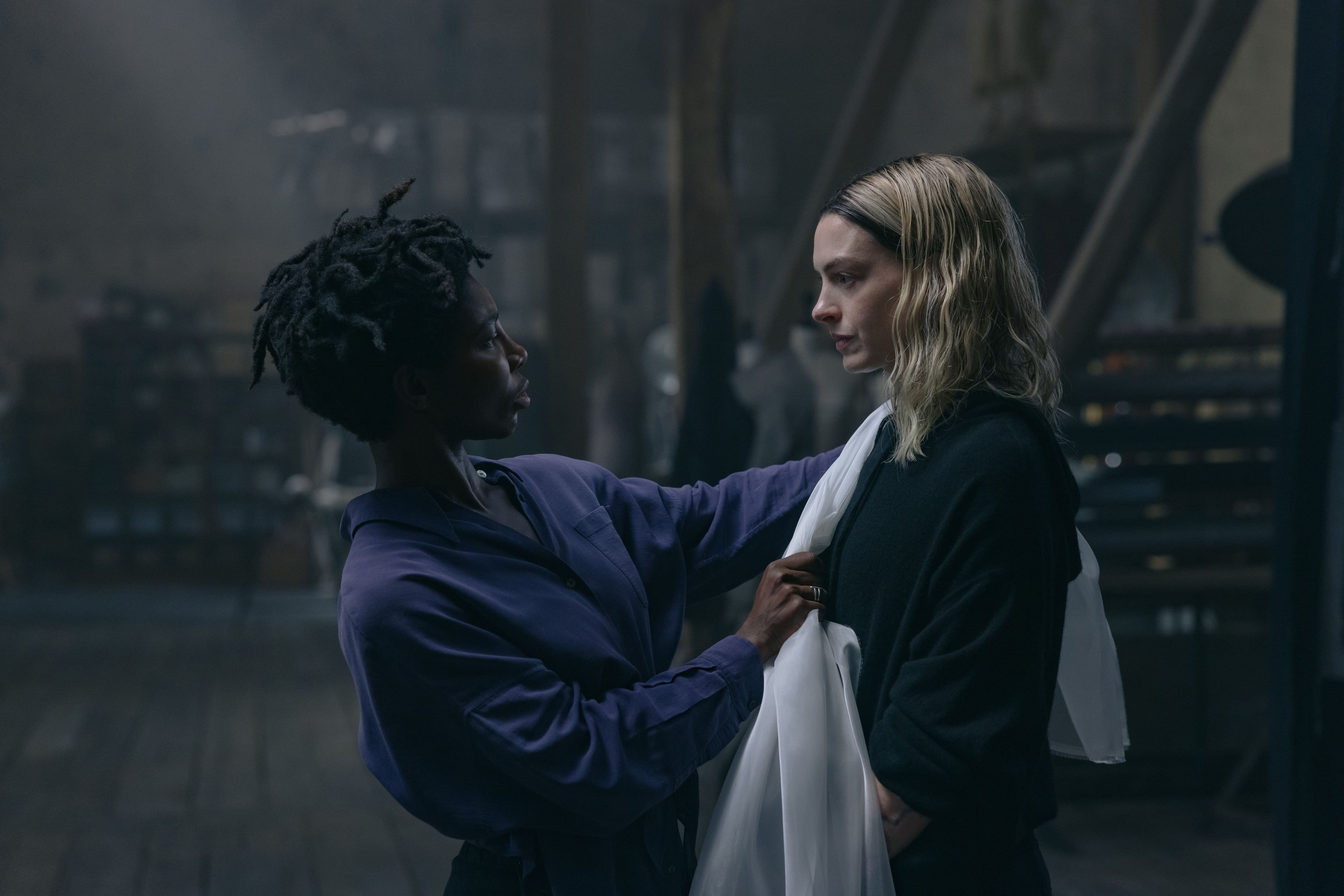 Michaela Coel and Anne Hathaway in "Mother Mary".