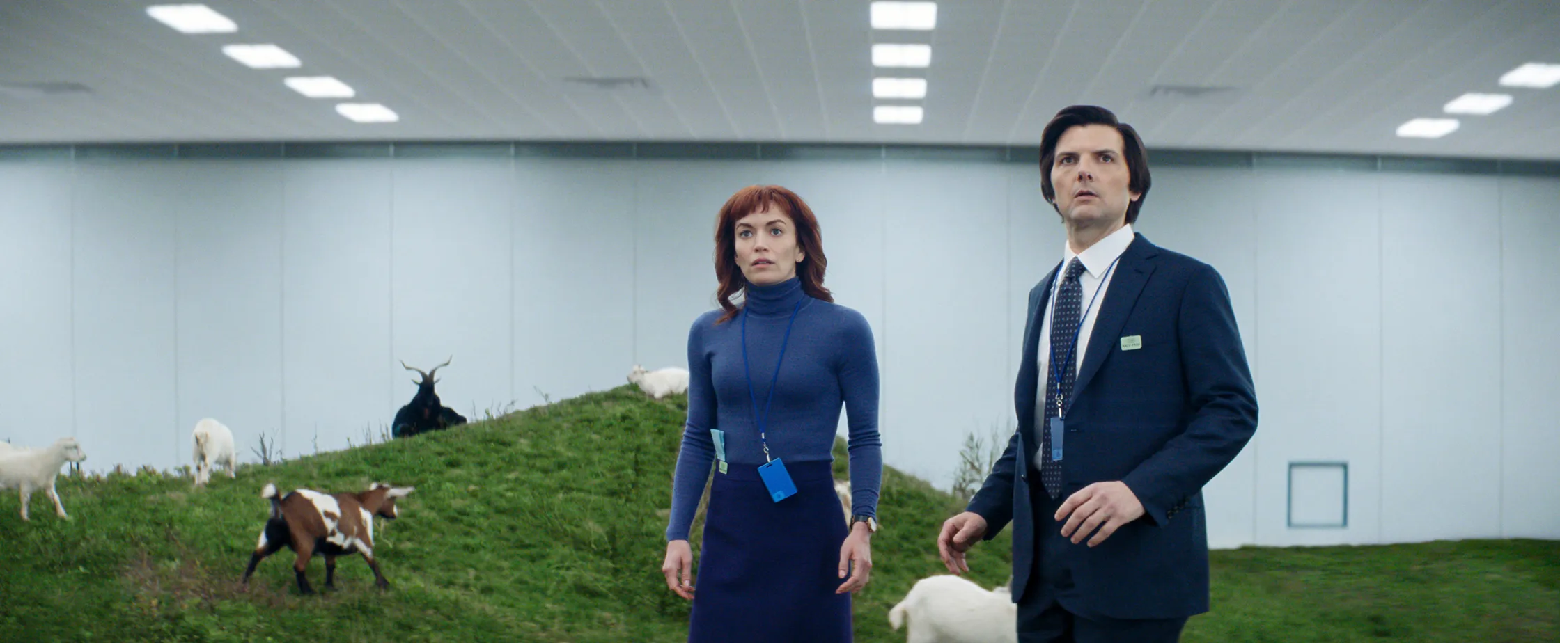 Britt Lower and Adam Scott in "Severance."
