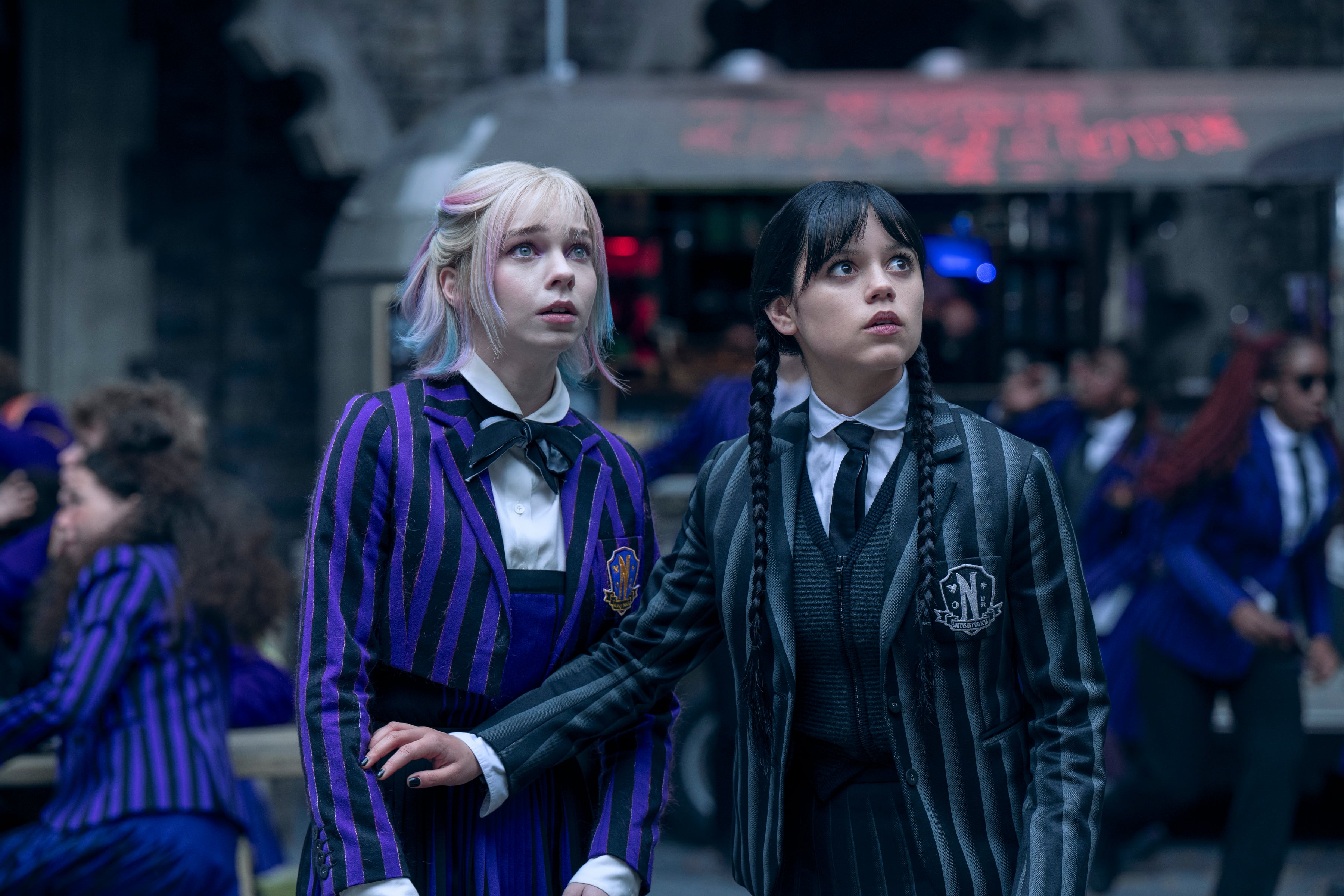 Emma Myers and Jenna Ortega in "Wednesday."