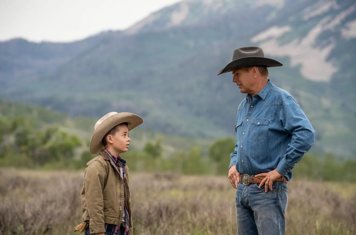 Kevin Costner and Brecken Merrill in "Yellowstone."