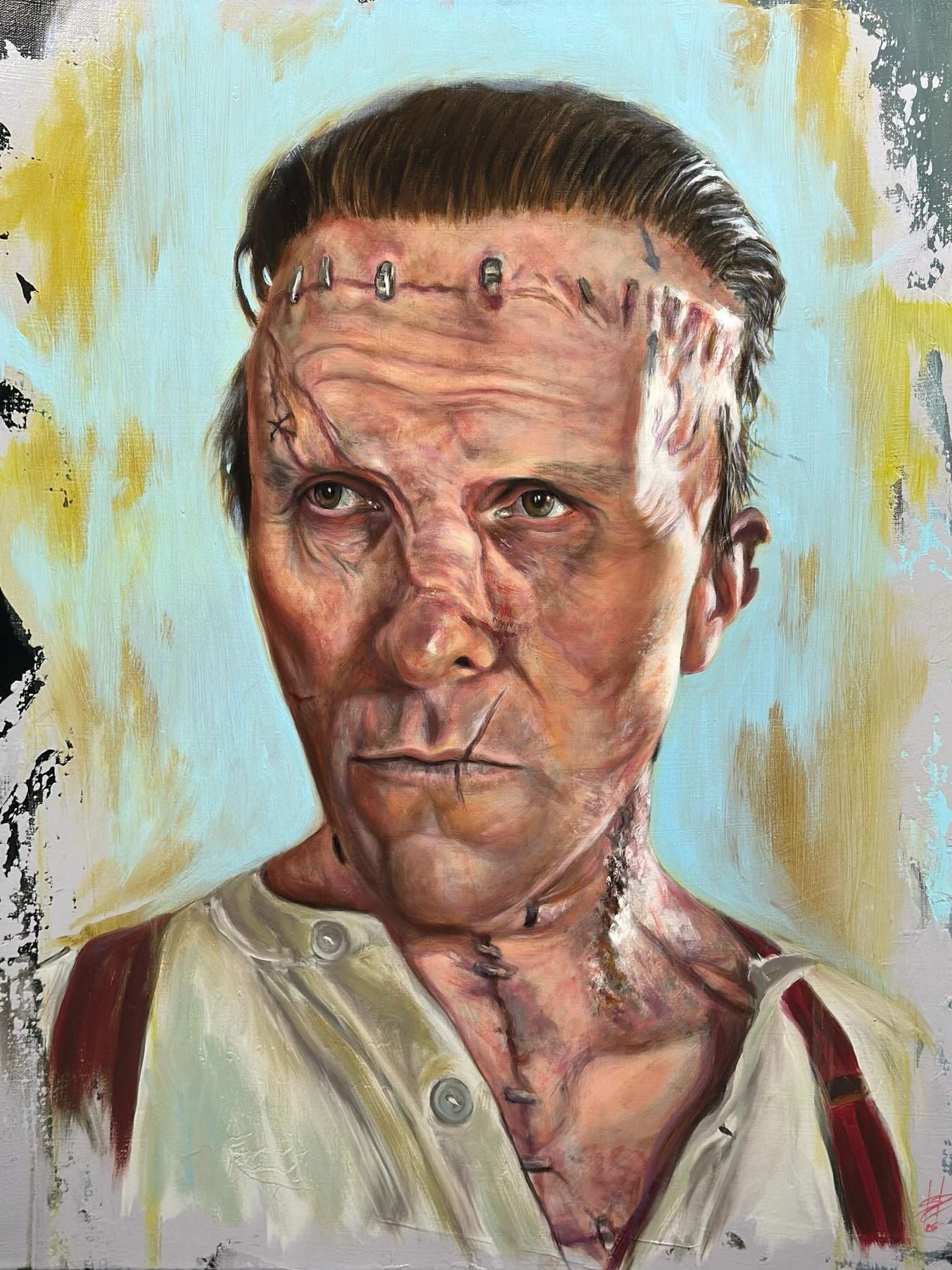 Illustration of Christian Bale in "The Bride!"