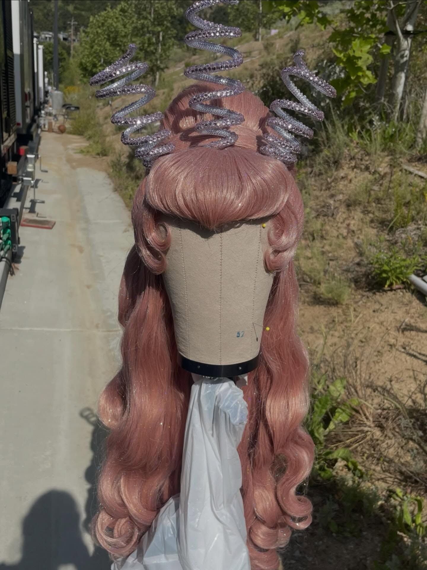 The wig for the HungryGhost fantasy sequence was actually three hair pieces sewn together.