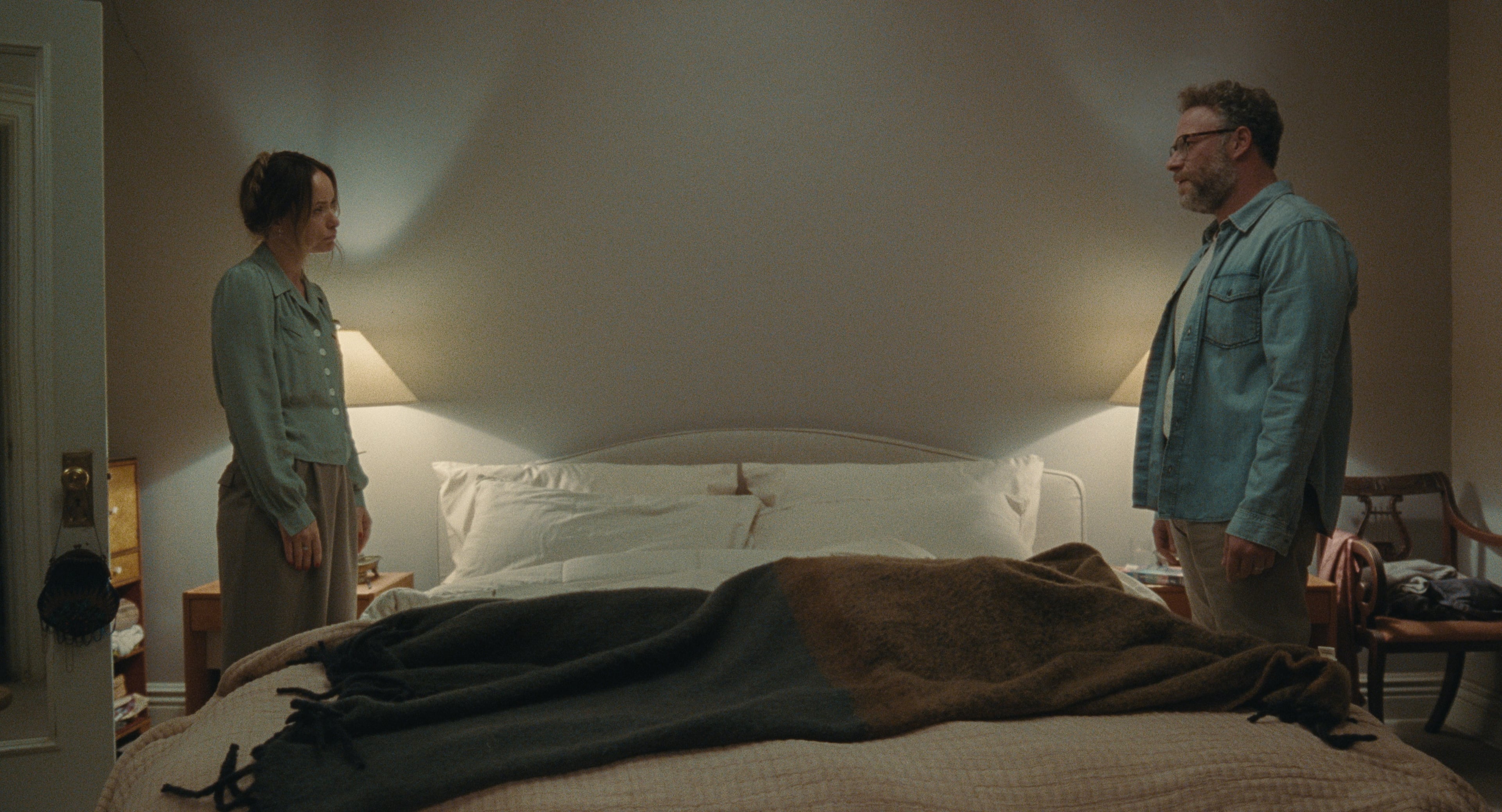 Olivia Wilde and Seth Rogen in "The Invite."