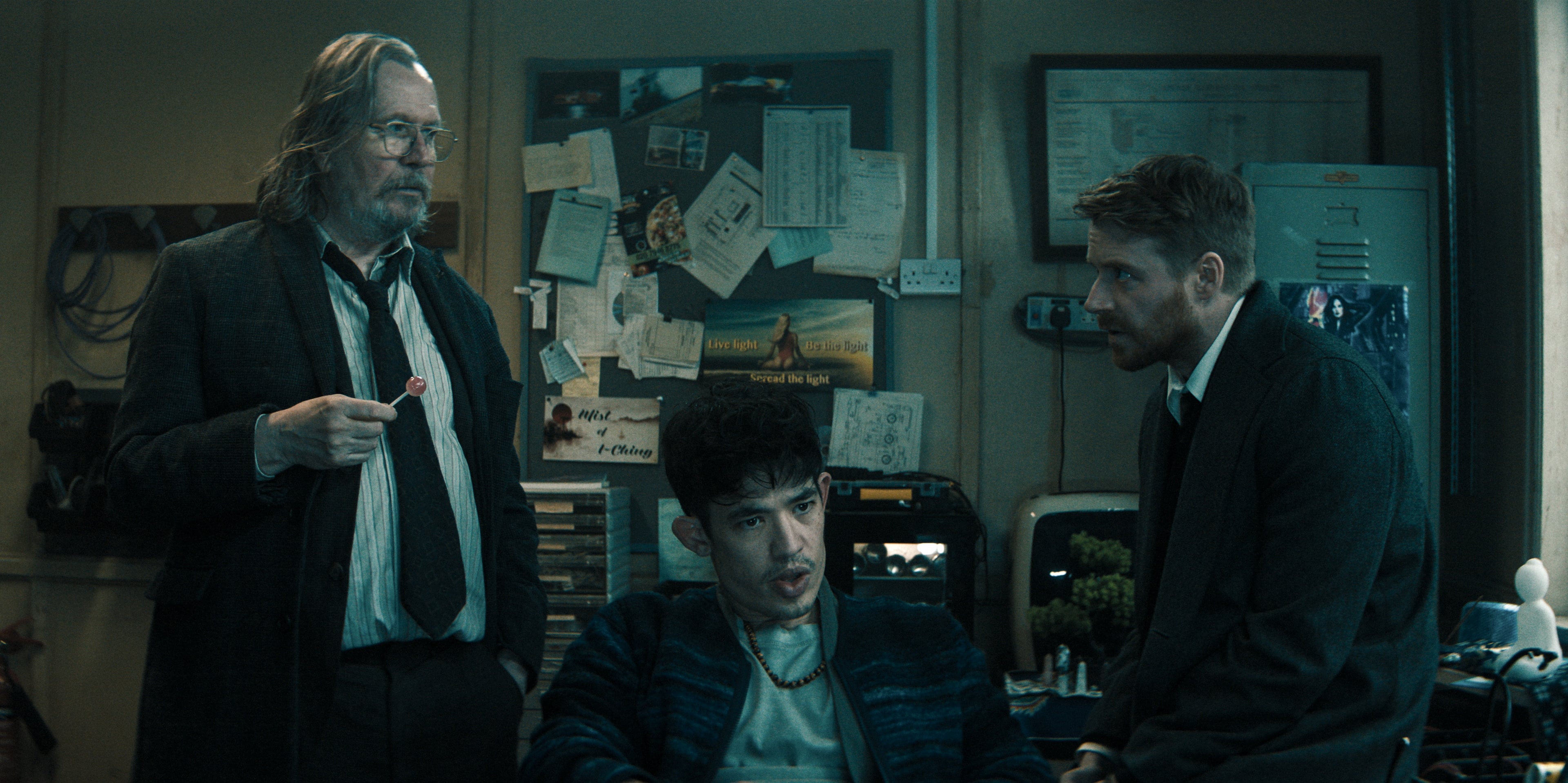 Sir Gary Oldman, Christopher Chung and Jack Lowden in "Slow Horses" season six.