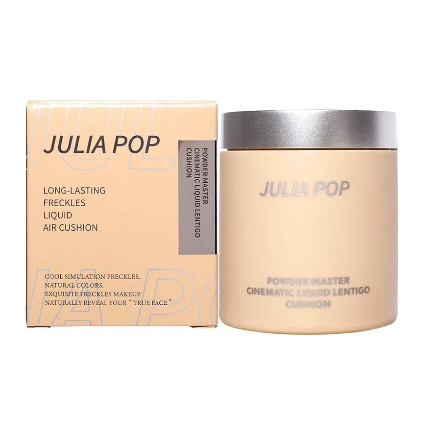 A jar of the Julia Pop freckles stamp on a white background