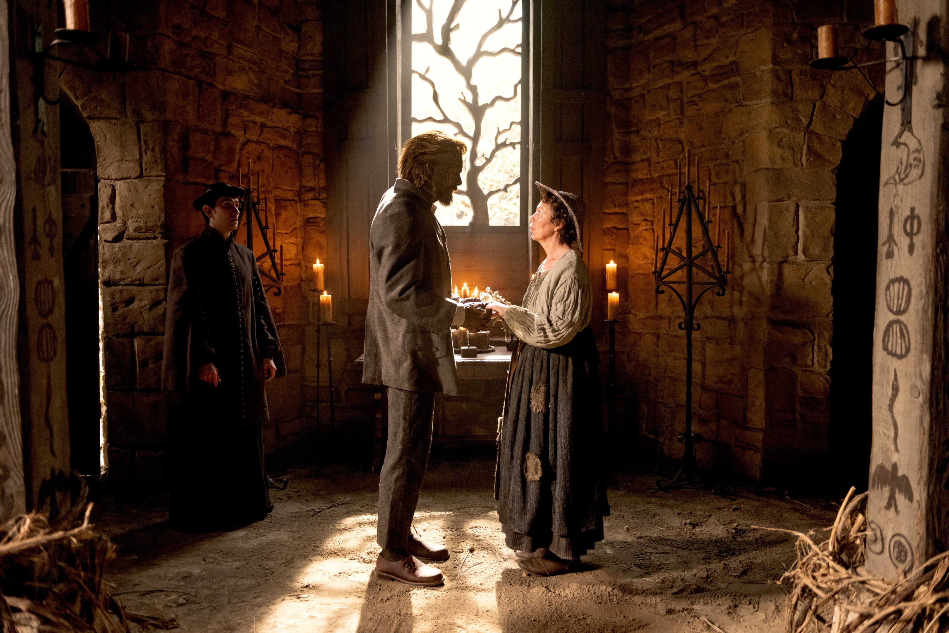 Alexander Skarsgård and Olivia Colman in "Wicker."
