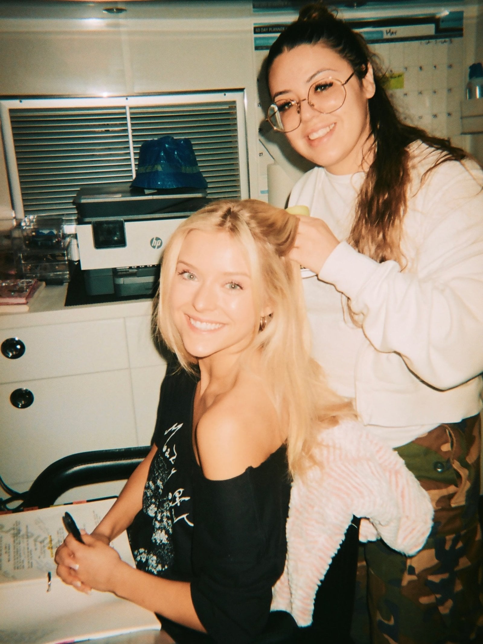 BTS on the set of "Elle" with Florencia Cepeda.