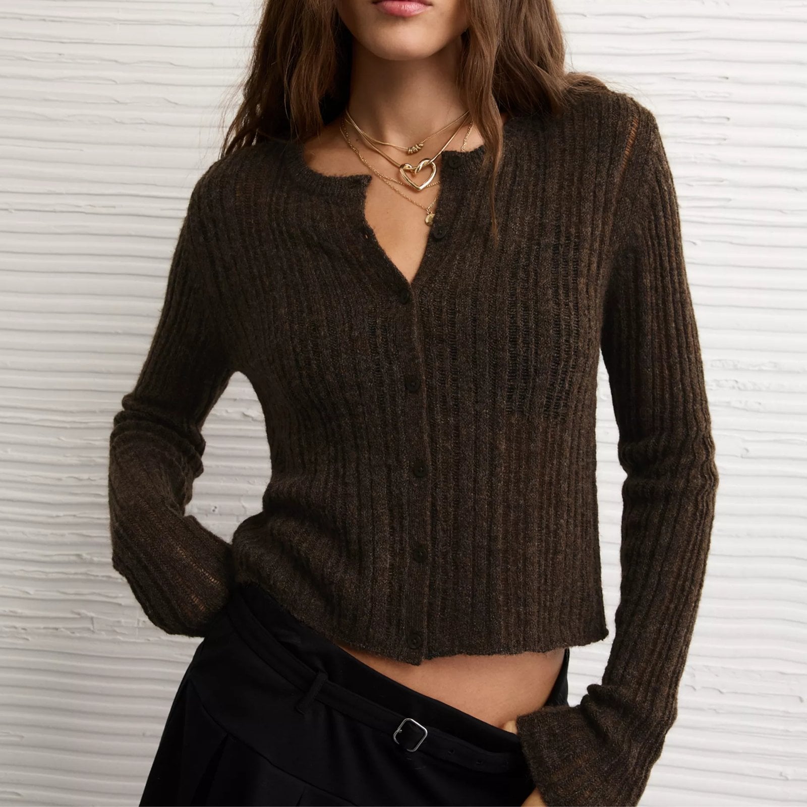 AE Fitted Crew Neck Cardigan