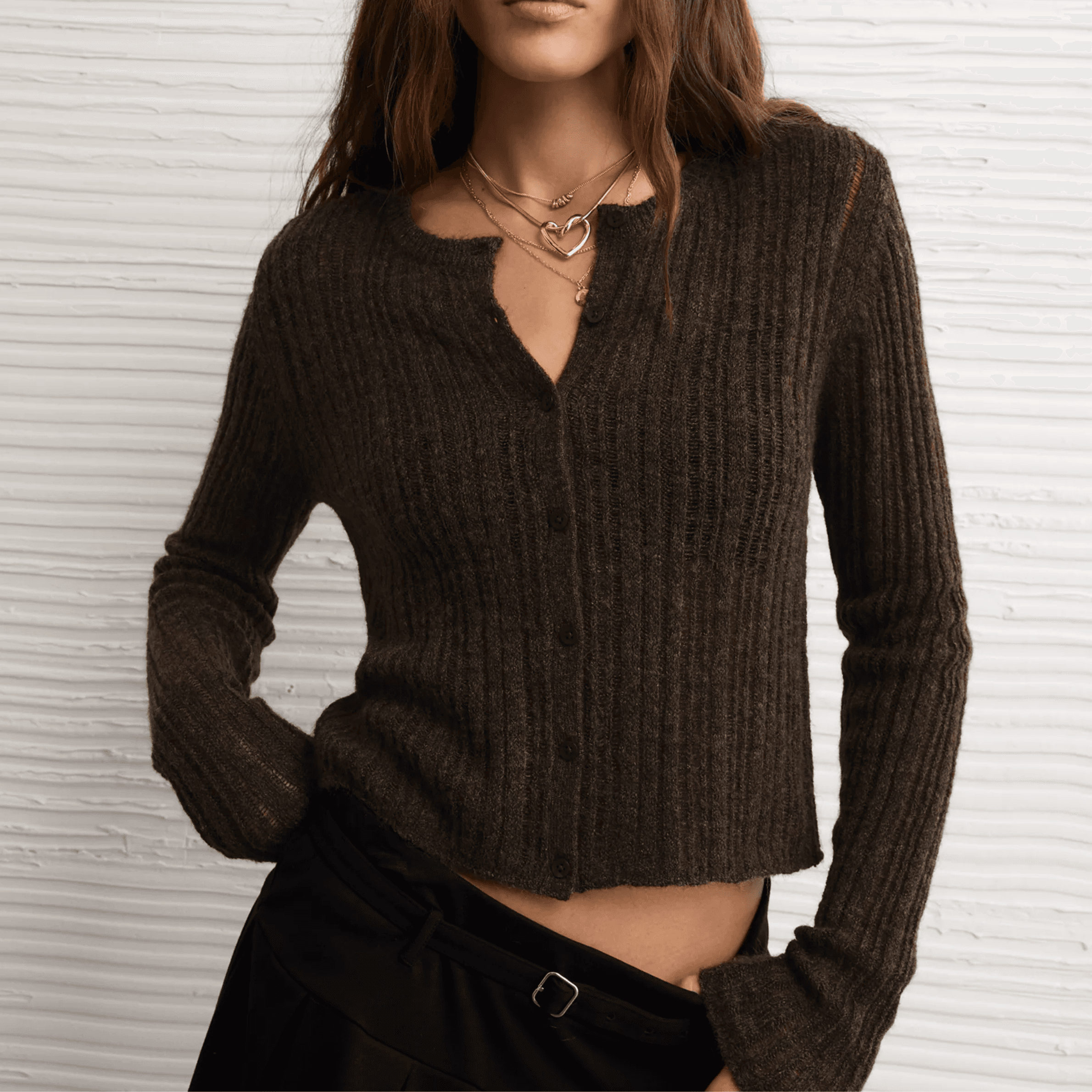 AE Fitted Crew Neck Cardigan