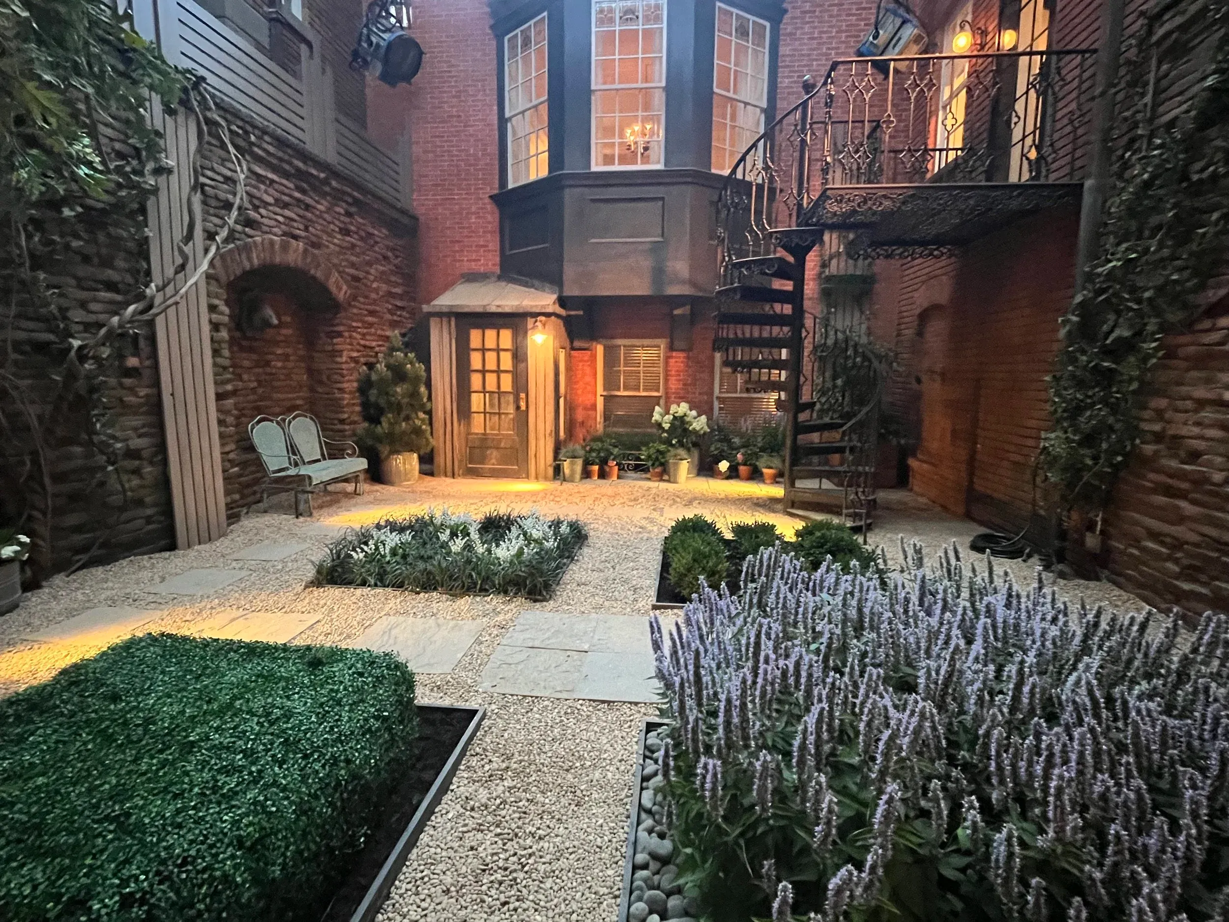 The backyard of a townhouse on Gramercy Park in New York City, from the series "And Just Like That."