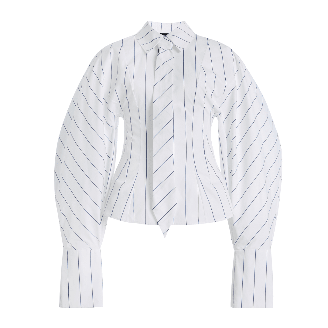 A.W.A.K.E. Mode Tie-Detailed Cotton Poplin Shirt against a white background