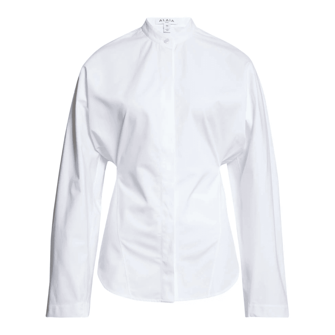 Alaïa Curved Cotton Button-Up Shirt