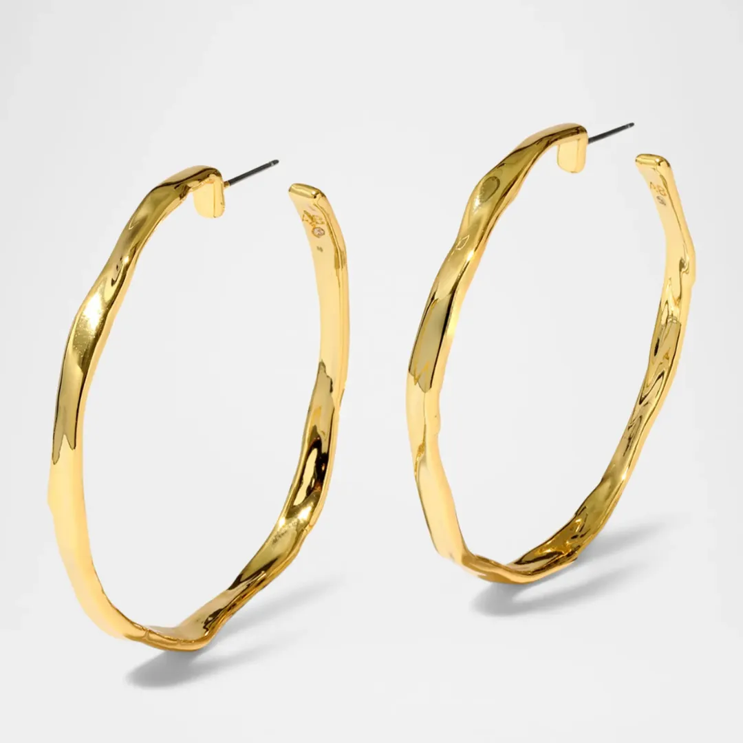 Alexis Bittar Brut Gold Skinny Hoop Earrings