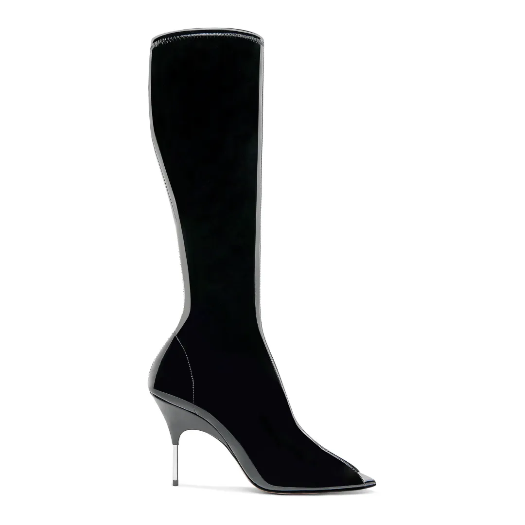 Amina Muaddi Latex Knee Boots