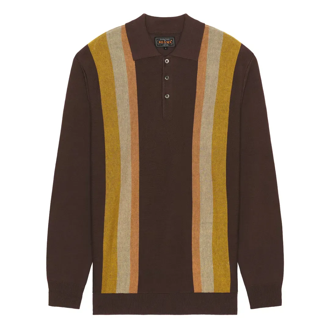 Beams Plus Stripe Argyle Knit Polo
