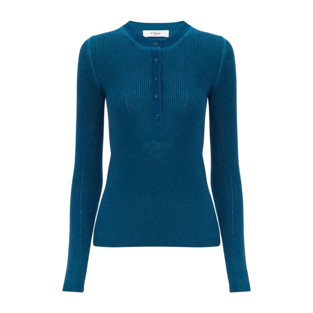 Chloé Wool Knit Henley Sweater
