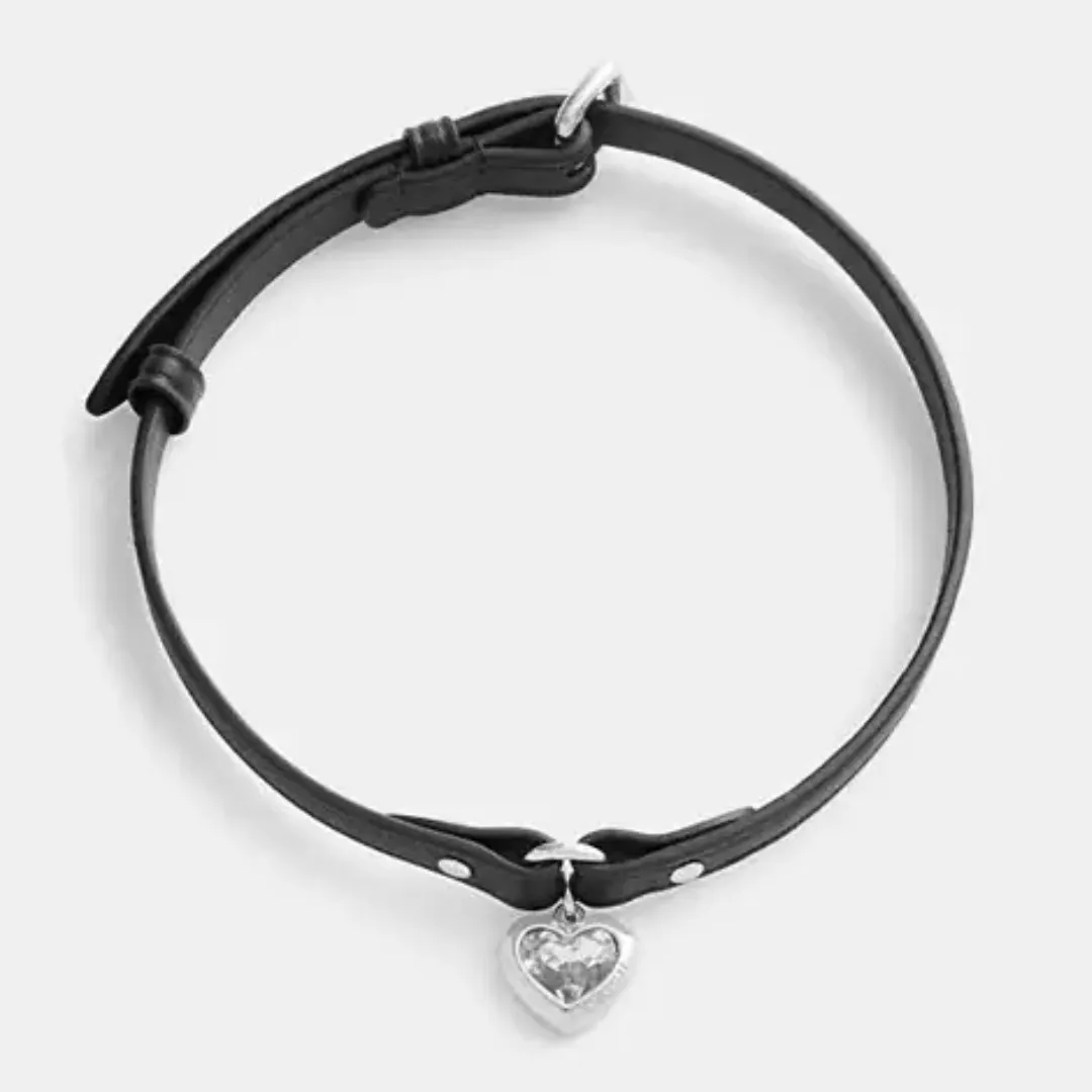 Coach Heart Charm Leather Choker