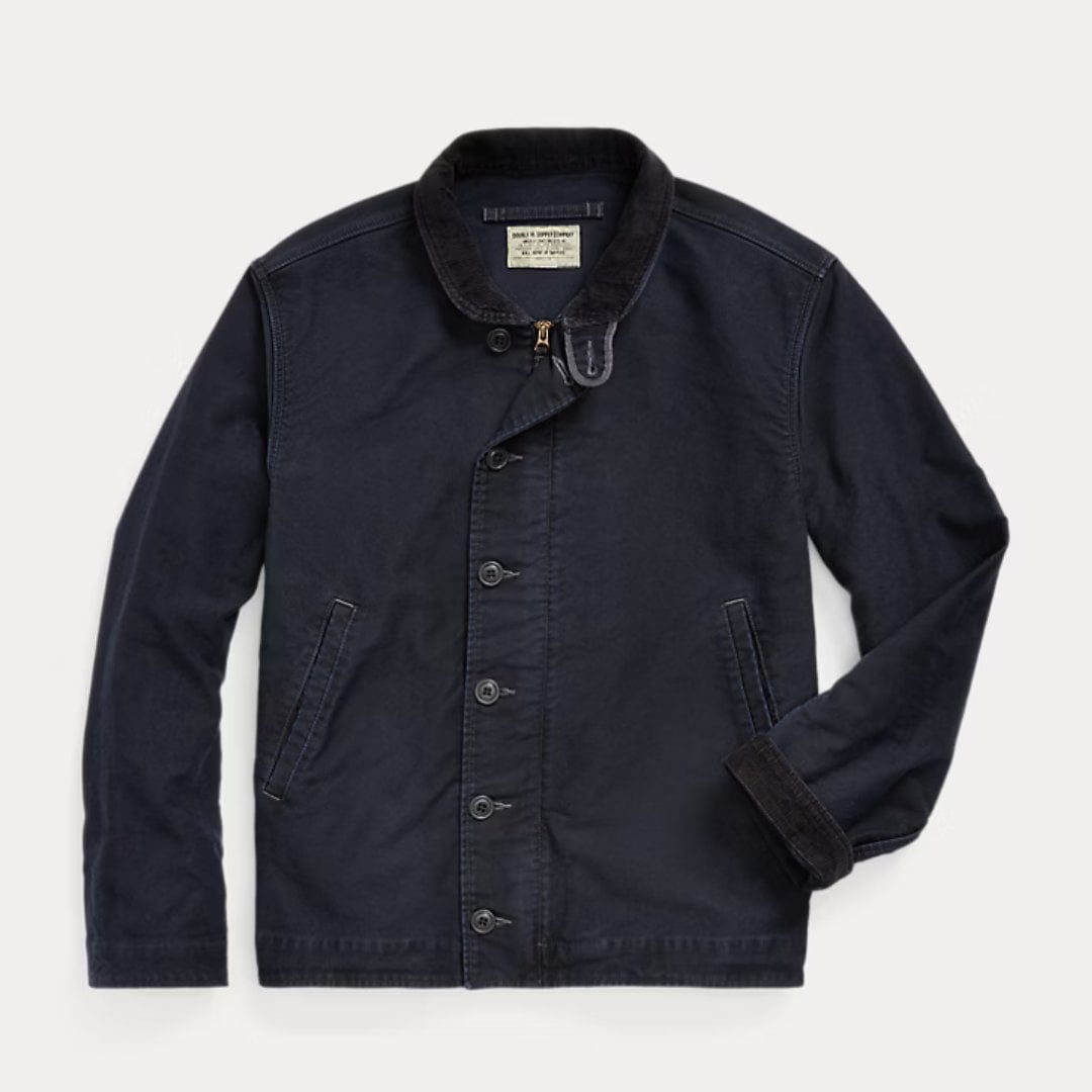 Corduroy-Collar Cotton Deck Jacket