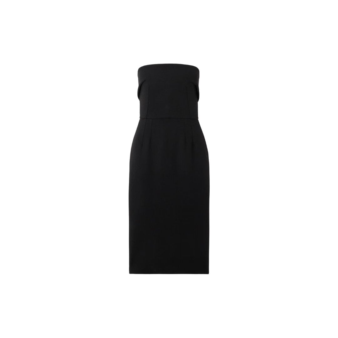 DOLCE&GABBANA Strapless wool-crepe midi dress
