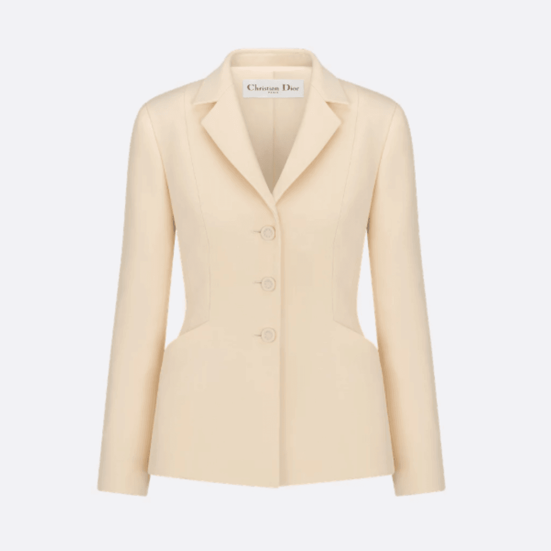 A cream-colored Dior 30 Montaigne Bar Jacket