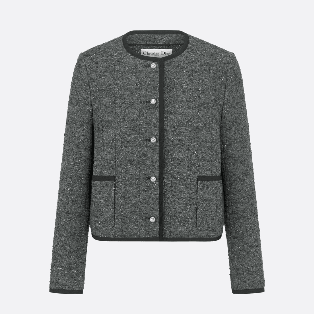 Dior Macrocannage Cropped Jacket against a pale gray background