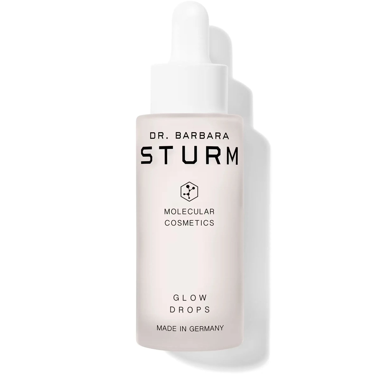 A closed bottle of Dr. Barbara Sturm Glow Drops against a white background