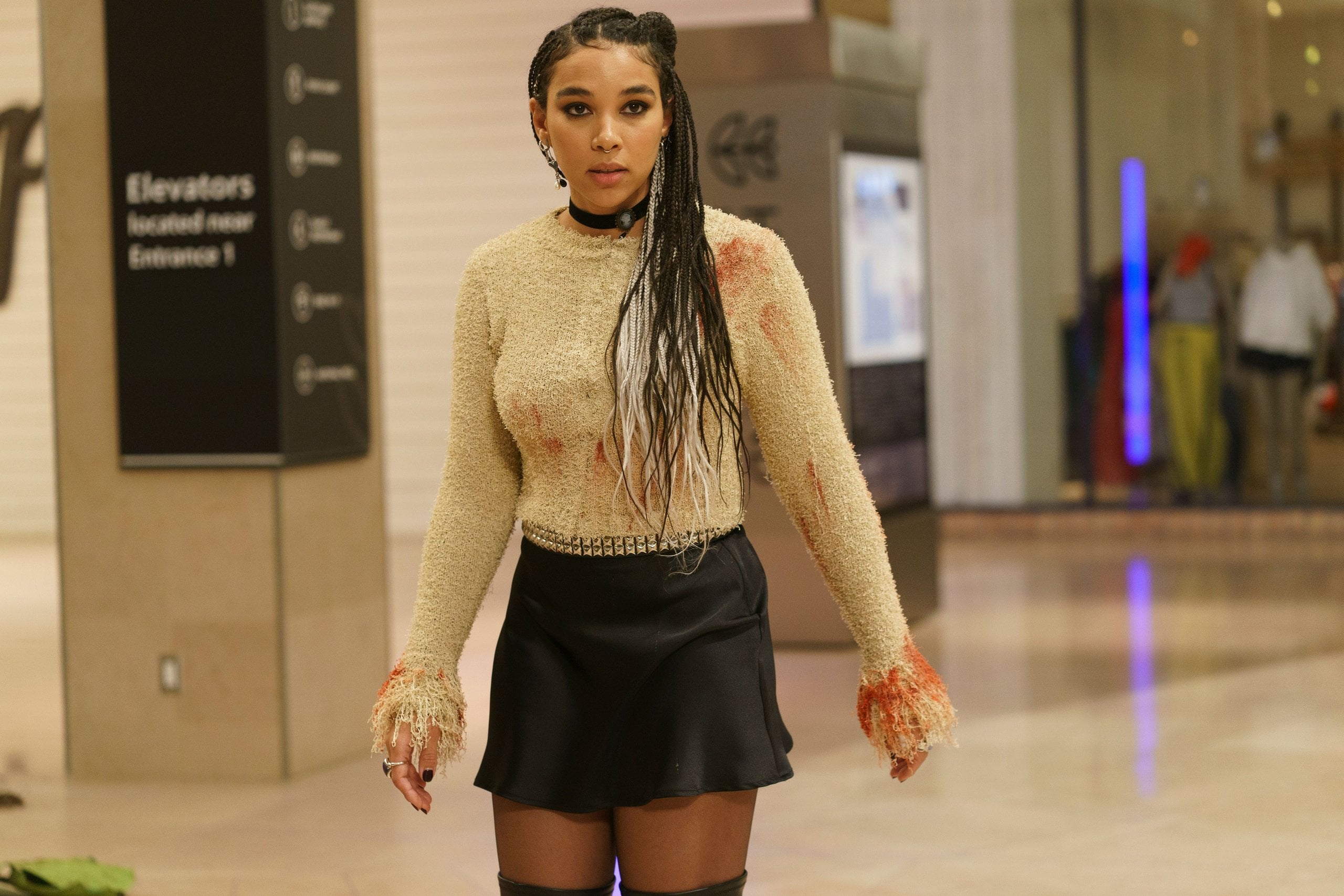 Alexandra Shipp's Fig mall goth look in "Forbidden Fruits."