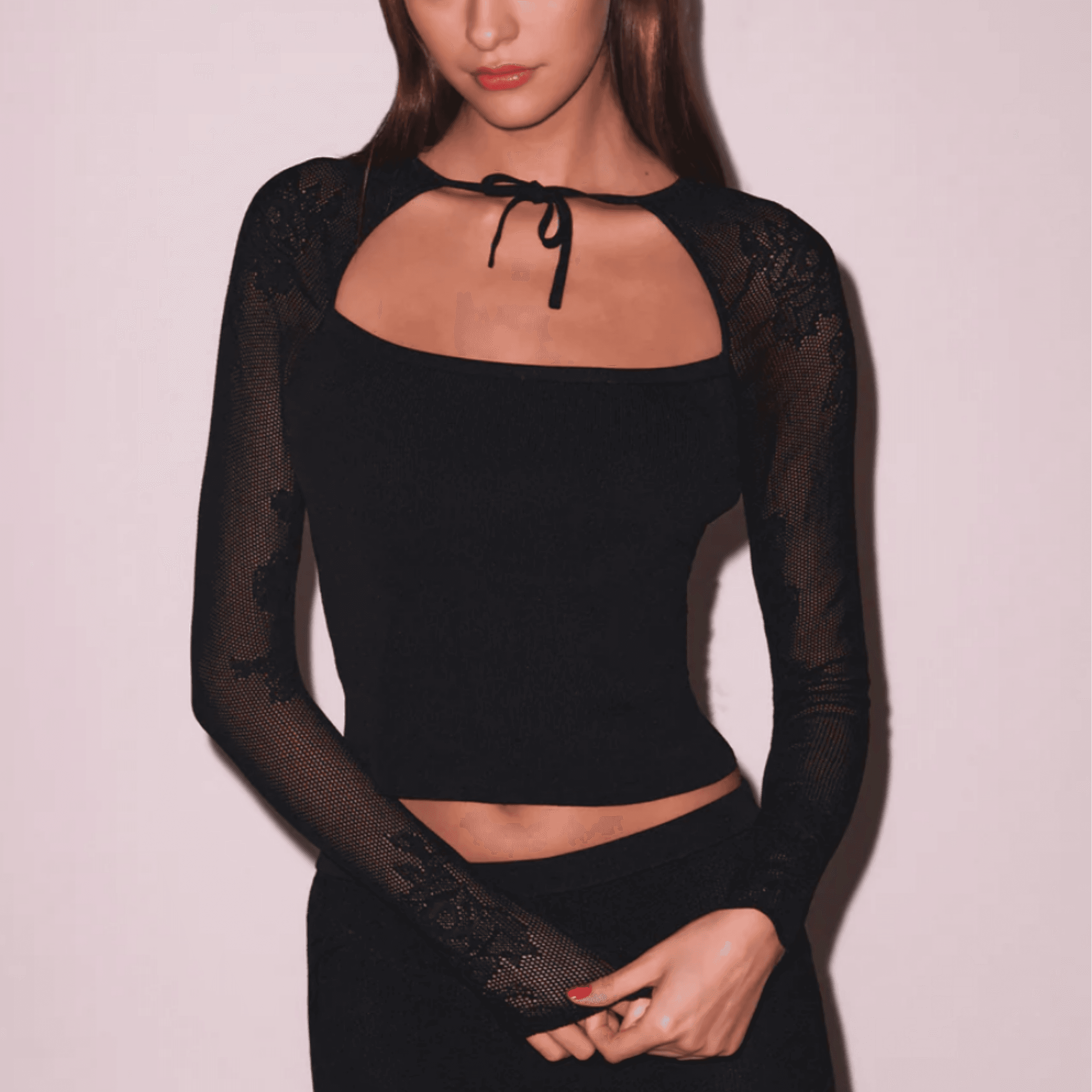 Fleur du Mal Lace Pointelle Decollété Top