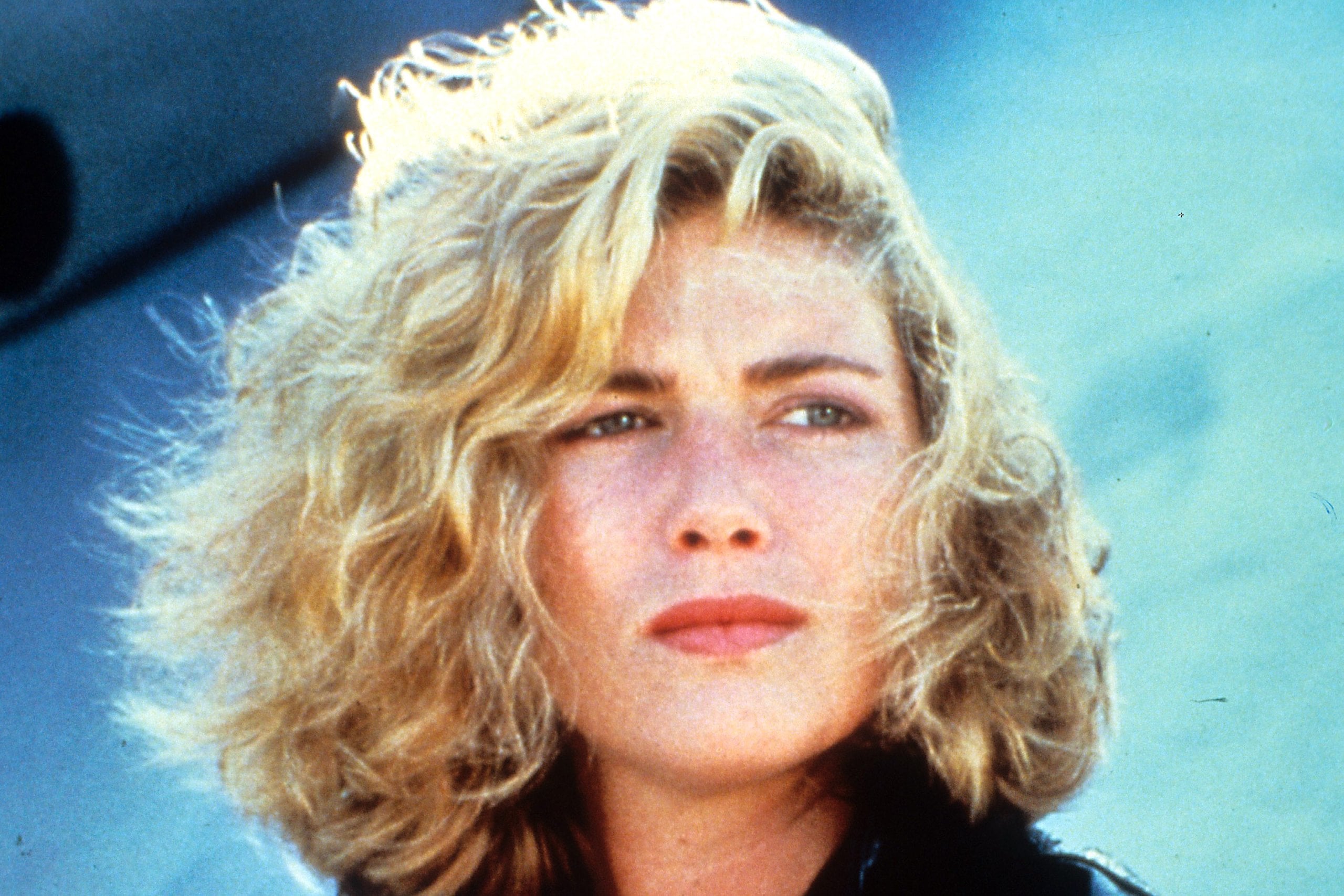 Kelly McGillis folds her arms in a scene from the film 'Top Gun', 1986