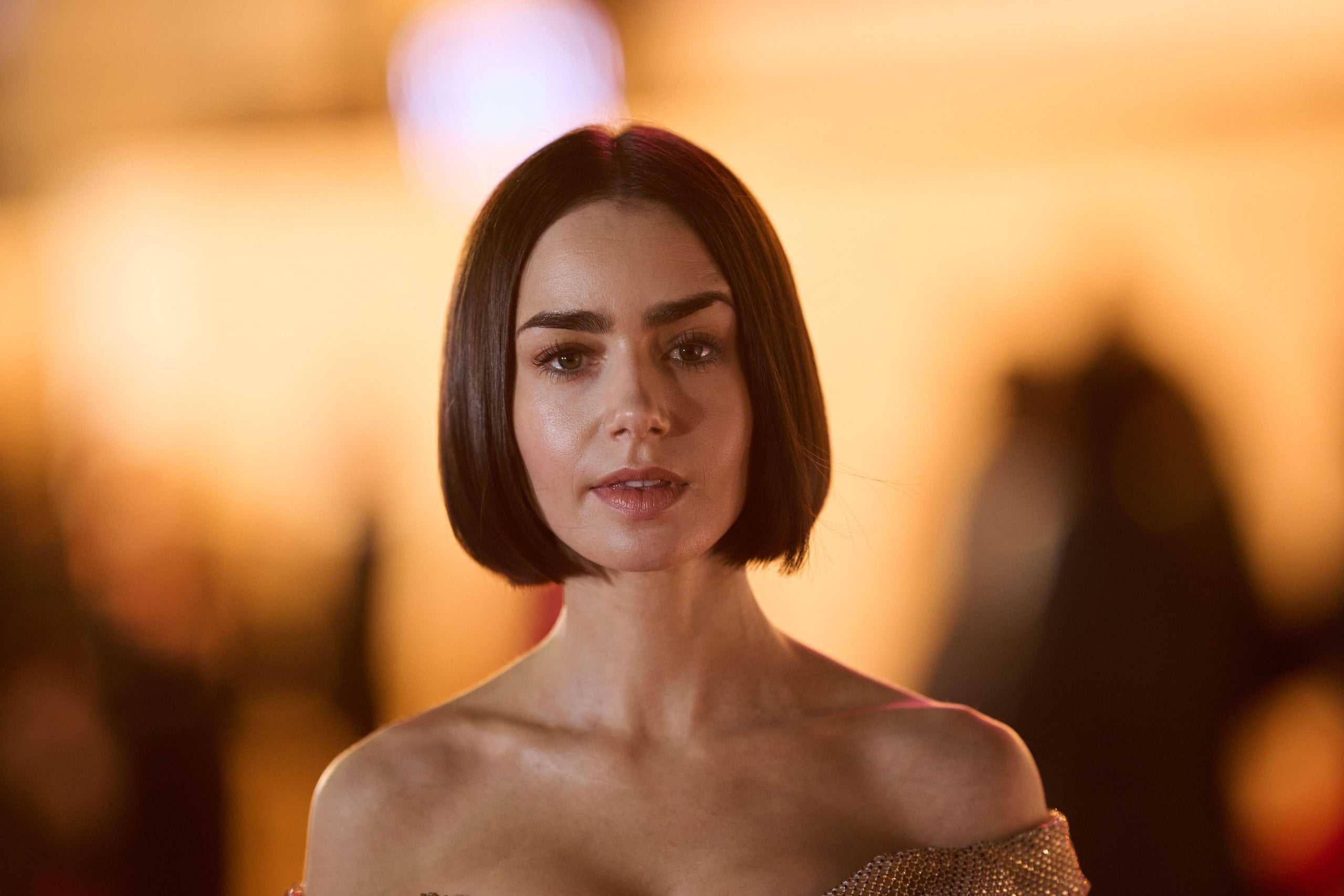 Lily Collins attends "The Devil Wears Prada: The Musical" World Premiere at the Dominion Theatre on December 01, 2024 in London, England.