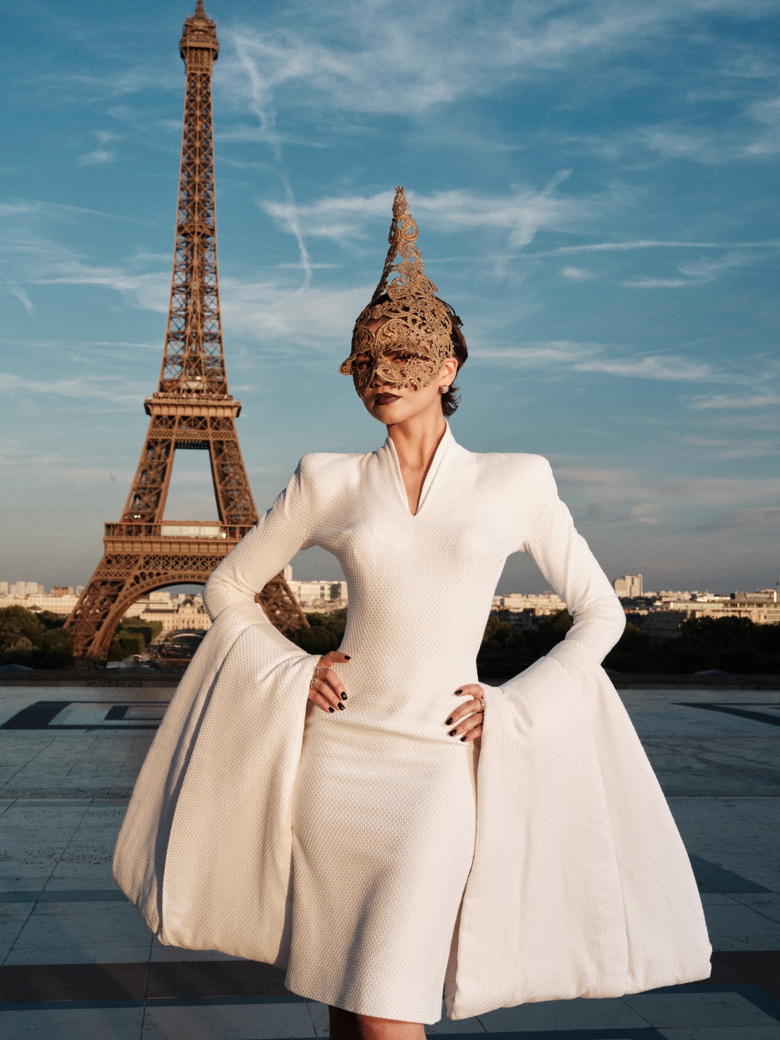 Zendaya at the Paris photo call for "The Odyssey" at Trocadero Square.