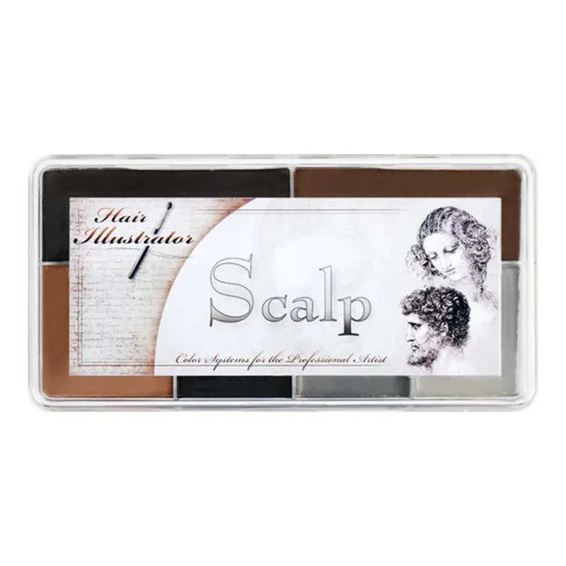 The 6-pan Hair Illustrator Scalp Palette against a white background