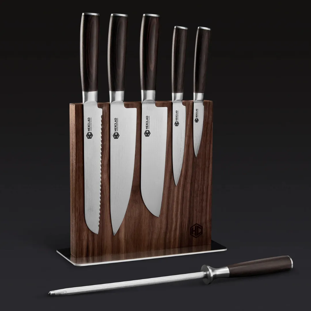 HexClad Damascus 7-Piece Steel Knife Set