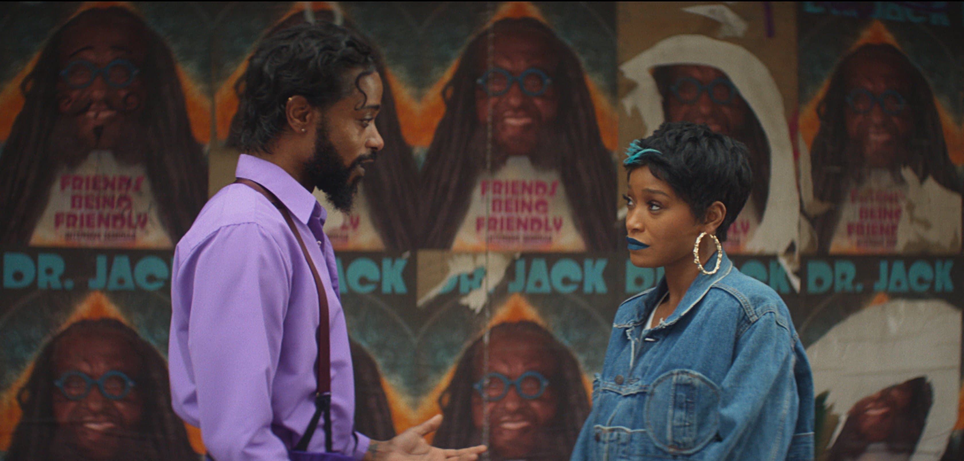 LaKeith Stanfield and Keke Palmer in "I Love Boosters".