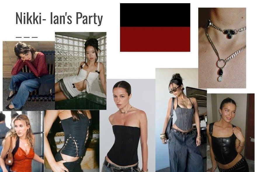 The moodboard for Nikki's party look.