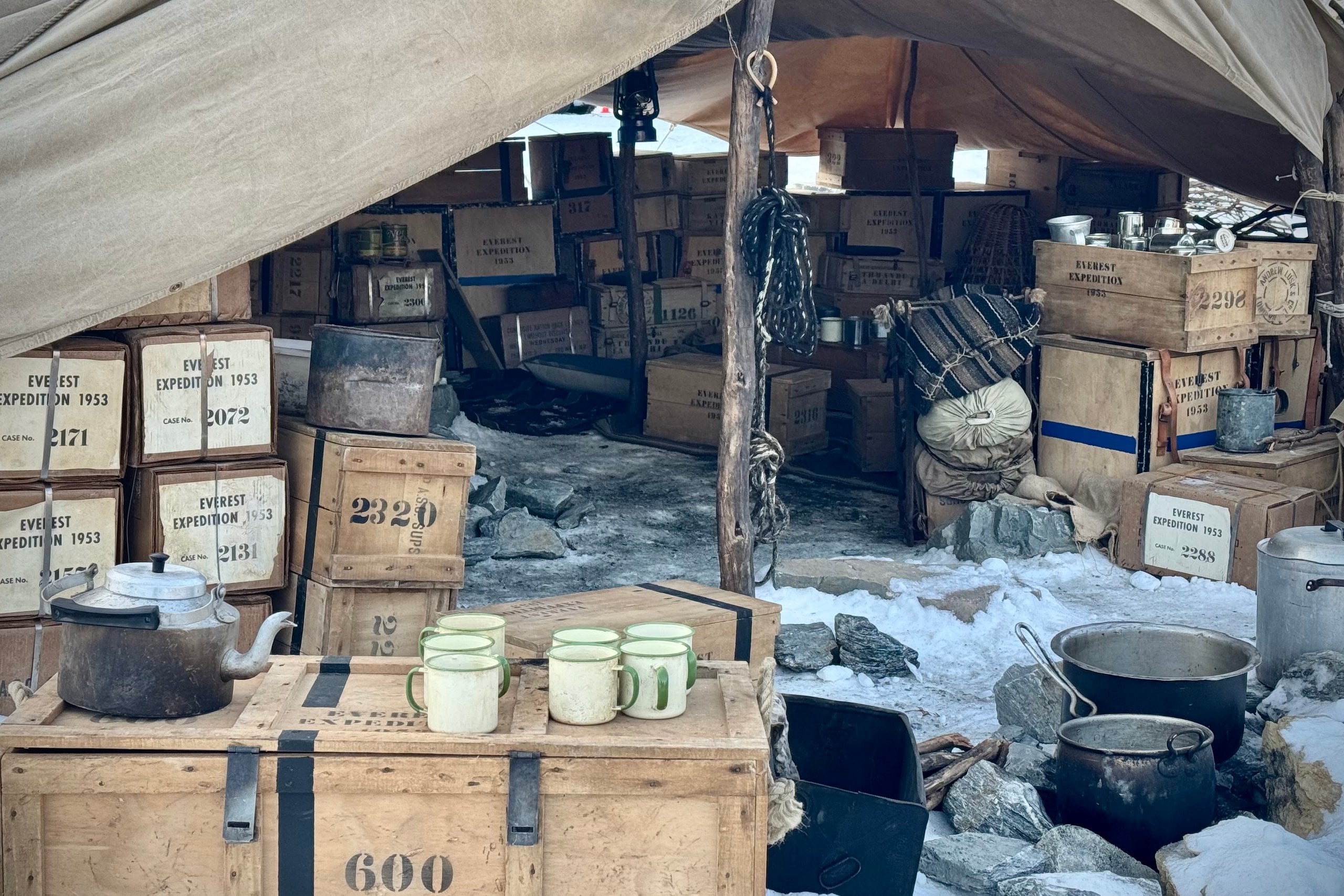 The Sherpa Cooking Tent at Everest Base Camp 1953, as shot on Mount Aoraki.