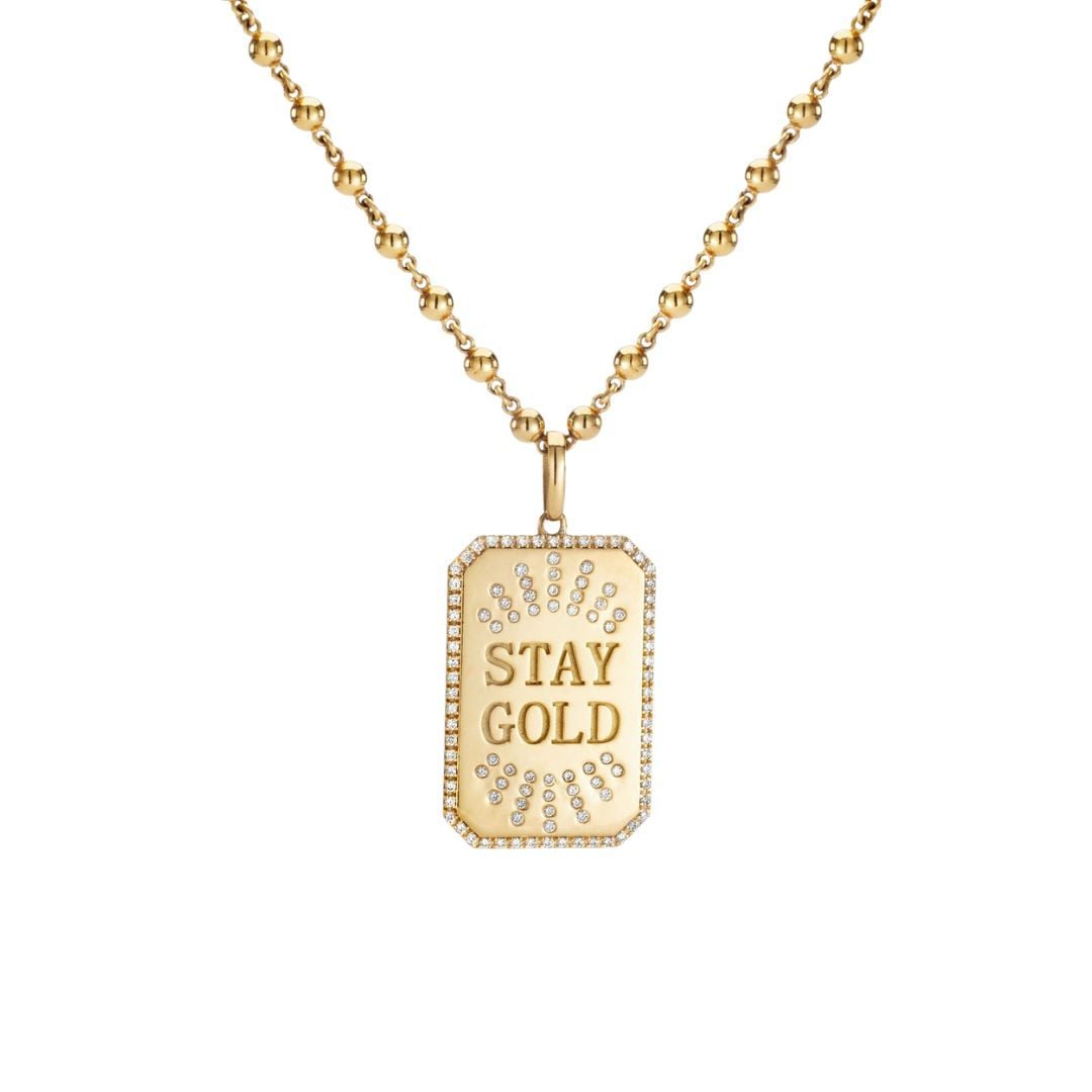 Luna Flo London Stay Gold Pendant and Golden Tag Necklace