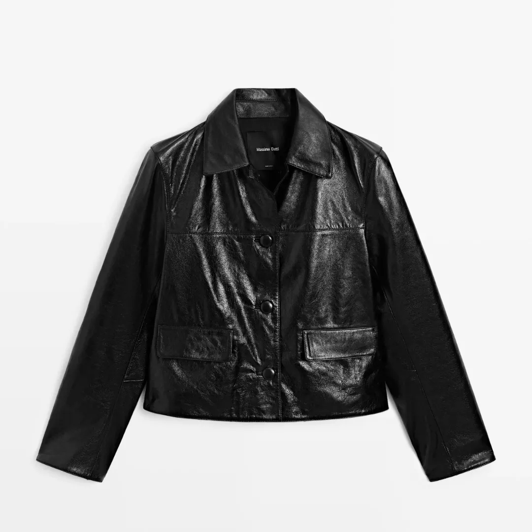 Massimo Dutti Cropped Leather Jacket