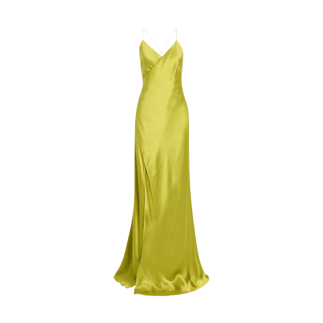 Michelle Mason Silk-Satin Wrap Gown