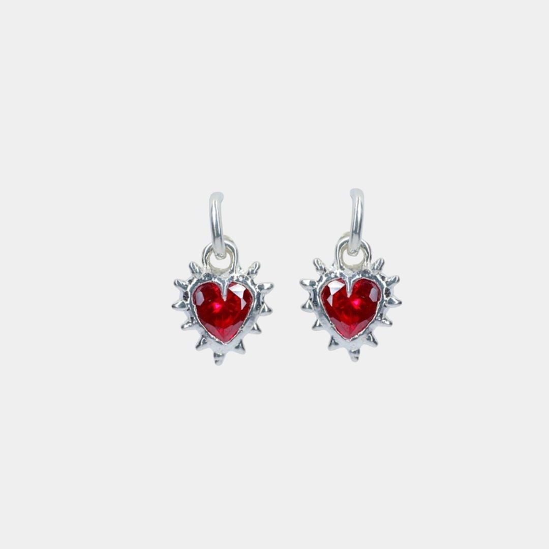 Millie Savage Ruby Heart Hoops