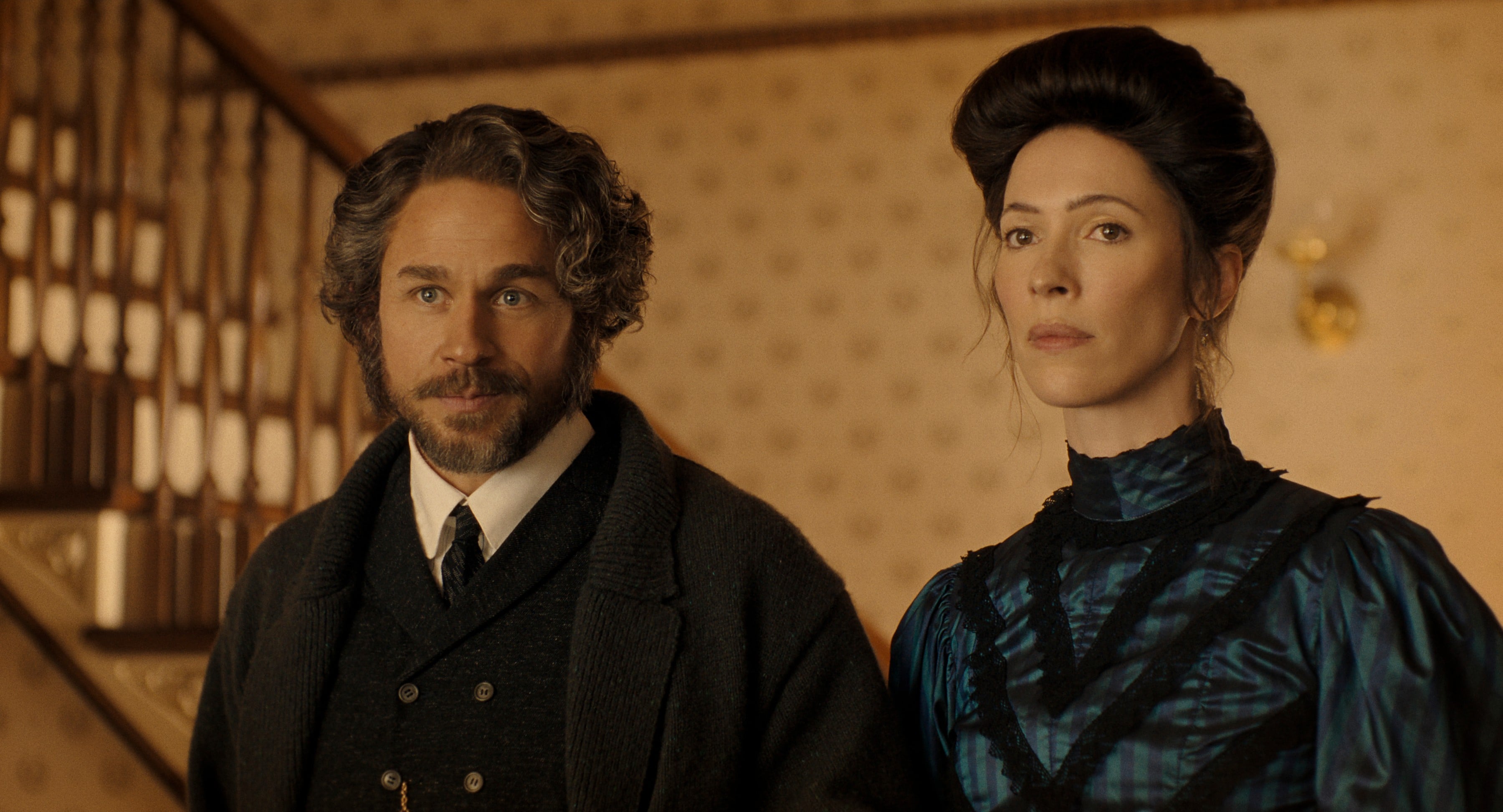 Charlie Hunnam and Rebecca Hall in "Monster: The Lizzie Borden Story".