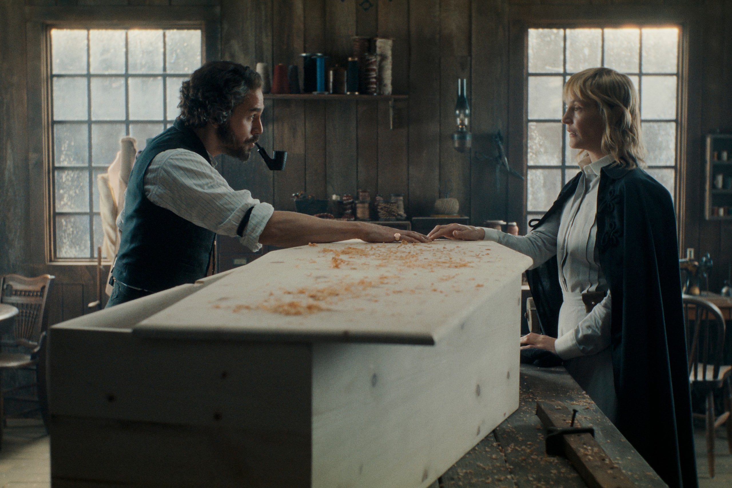 Charlie Hunnam and Vicky Krieps in "Monster: The Lizzie Borden Story".